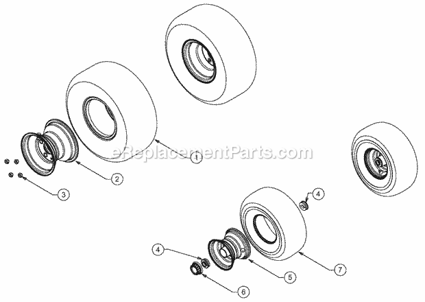 Wheels Diagram and Parts List for 1529 13A-261H100 Cub Cadet Lawn Tractor